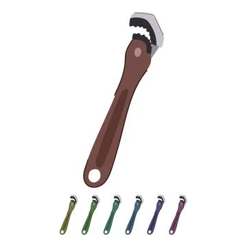 Work pipe wrench vector cartoon graphic Stock Illustration