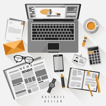 Work place concept in flat design Stock Illustration