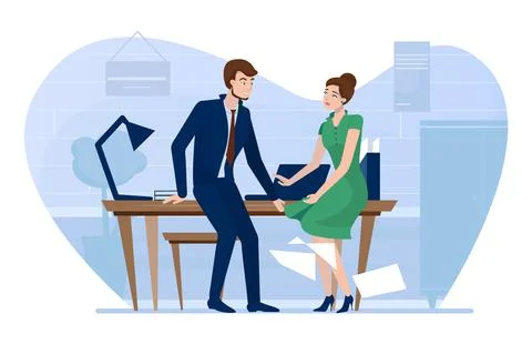 Work place harassment problem flat vector design Stock Illustration
