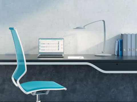 Work place in the modern office Stock Illustration
