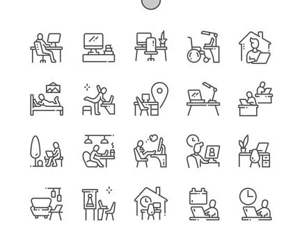 Work place. Remote work. Man at the desk. Stock Illustration