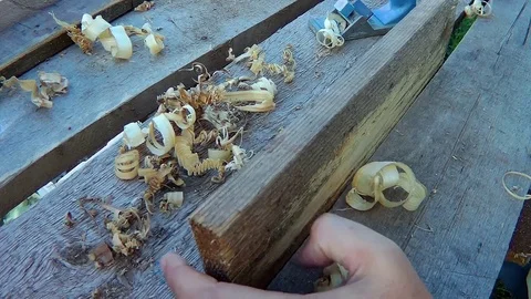 Work as a planer in wood Stock Footage 78058656