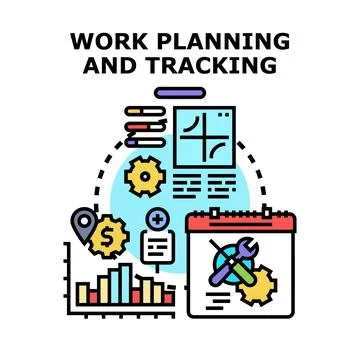Work planning and tracking project management process Stock Illustration