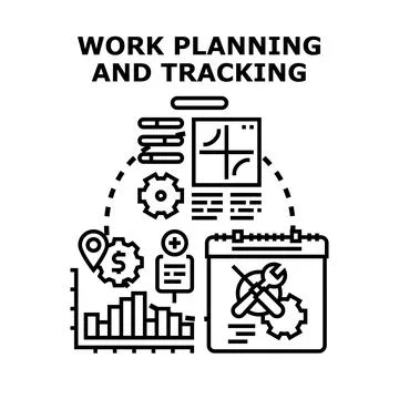 Work planning and tracking project management process Stock Illustration