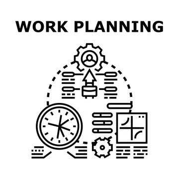 Work planning process managing project timeline イラスト素材