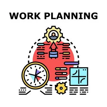 Work planning process managing project timeline Stock Illustration