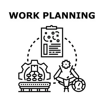 Work planning process with tasks, strategy, and efficient execution Stock Illustration