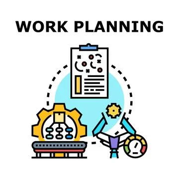 Work planning process with tasks, strategy, and efficient execution イラスト素材