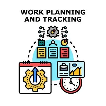 Work planning tracking and business process management concept Stock Illustration