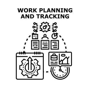 Work planning tracking and business process management concept Stock Illustration