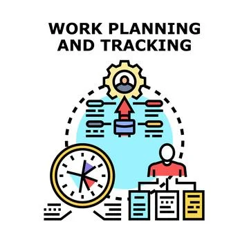 Work planning tracking and task management system concept Stock Illustration