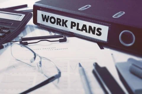 Work Plans on Office Folder. Toned Image Stock Illustration