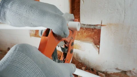 The work of a plumber with a special tool. Stock Footage 260927196
