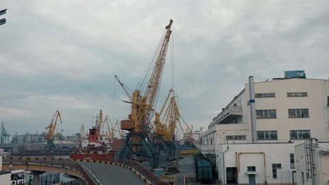 Work in the port. Port workers work hard Stock Footage 106626272