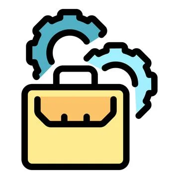 Work portfolio management with gears rotating symbolizing working progress Illustrazione stock
