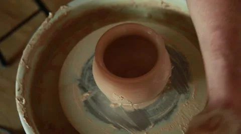 The work of the potter on potter's wheel Stock Footage 65185753