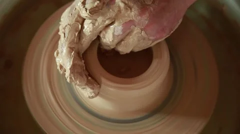 The work of the potter on potter's wheel Stock Footage 65185794