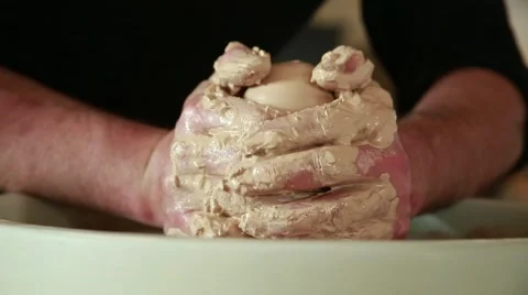 The work of the potter on potter's wheel Stock Footage 65185913