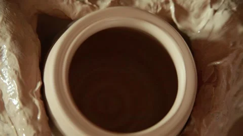 The work of the potter on potter's wheel Stock Footage 65186091