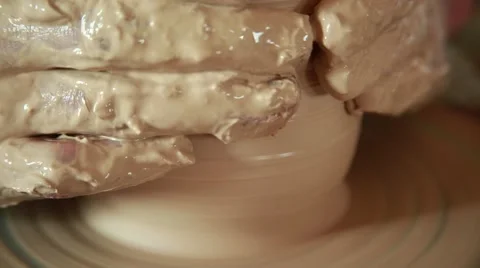 The work of the potter on potter's wheel Stock Footage 65186242