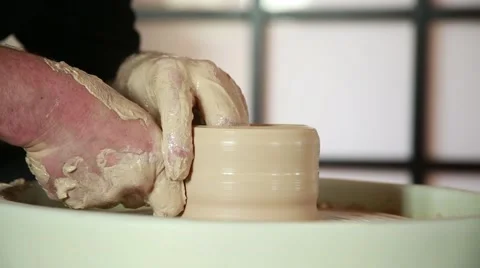 The work of the potter on potter's wheel Stock Footage 65186266