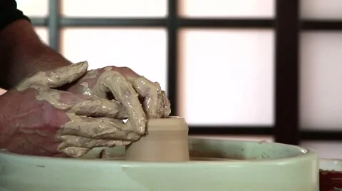 The work of the potter on potter's wheel Stock Footage 65186358