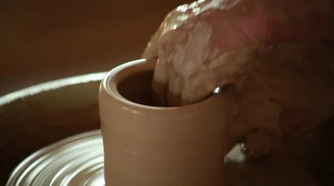 The work of the potter on potter's wheel Stock Footage 65187088