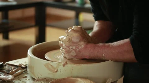 The work of the potter on potter's wheel Stock Footage 65187111