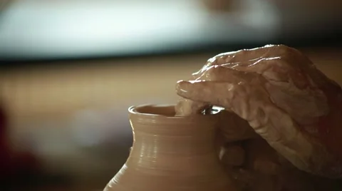 The work of the potter on potter's wheel Stock Footage 65187114