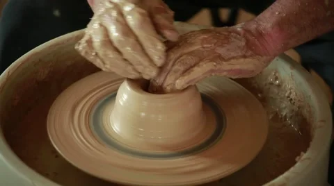The work of the potter on potter's wheel Stock Footage 65187115