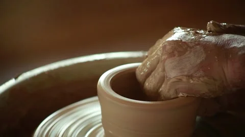 The work of the potter on potter's wheel Stock Footage 65187120