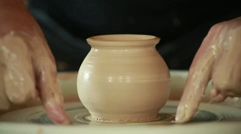 The work of the potter on potter's wheel Stock Footage 65187159