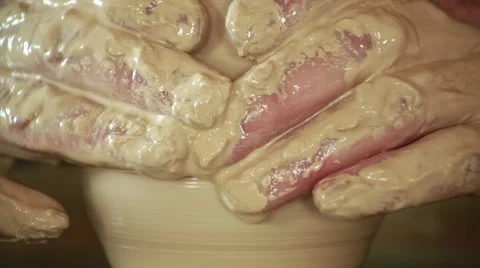 The work of the potter on potter's wheel Stock Footage 65187168