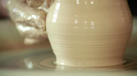 The work of the potter on potter's wheel Stock Footage 65187170
