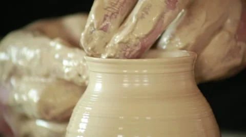 The work of the potter on potter's wheel Stock Footage 65187214