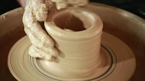 The work of the potter on potter's wheel Stock Footage 65187237