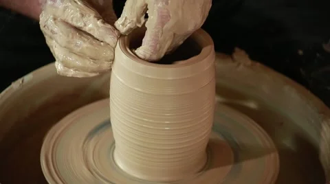 The work of the potter on potter's wheel Stock Footage 65187266