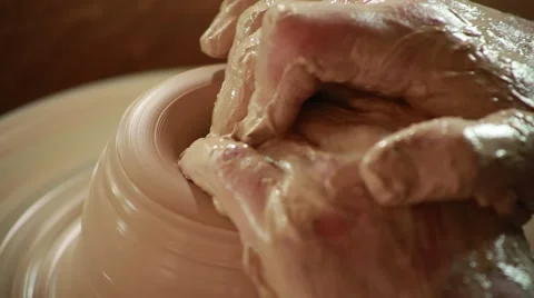 The work of the potter on potter's wheel Stock Footage 65187312