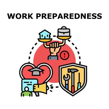 Work preparedness concept developing skills achieving success Illustrazione stock