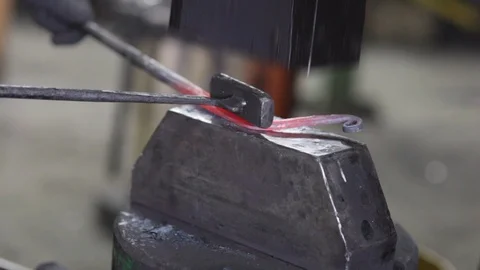 Work with a press for forging metal Stock Footage 92152485