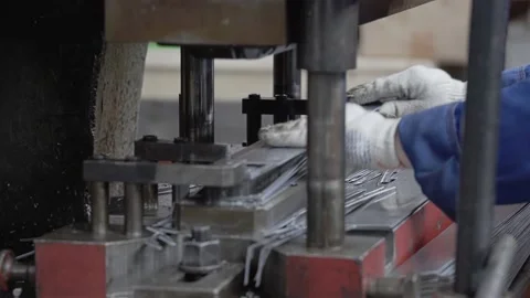 The work of the press in the production shop Stock Footage 213719804