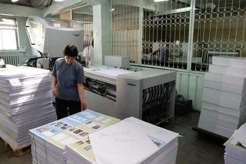 The work of the printing house. 스톡 사진