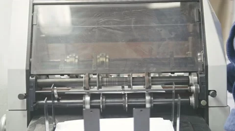 Work printing machine, polygraph industry, front view Stock Footage 67731641