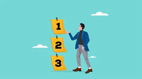 Work priorities schedule, Set a schedule for which work should be prioritiz.. Stock Illustration