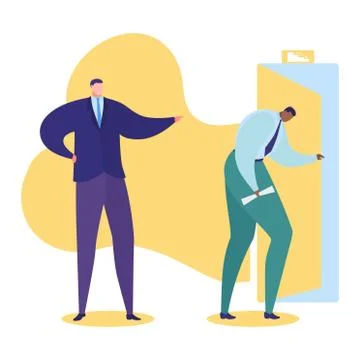 Work problem vector illustration, cartoon flat sad businessman, office manager Stock Illustration