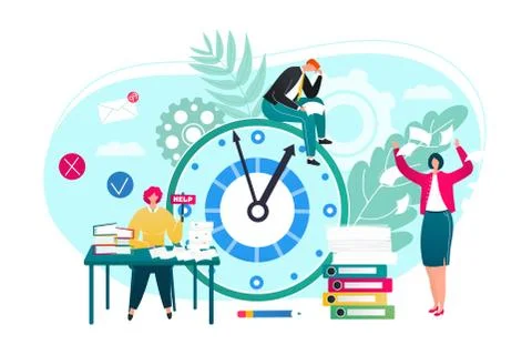 Work problems business concept flat vector illustration. Businessmen working in Stock Illustration