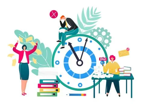 Work problems business concept flat vector illustration. Businessmen working in Stock Illustration