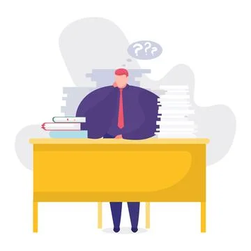 Work problems concept vector illustration, cartoon flat businessman sitting at 스톡 일러스트