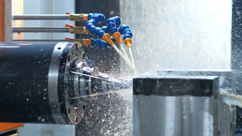 Work process of automated cnc milling machine in industrial factory Video stock 120064445