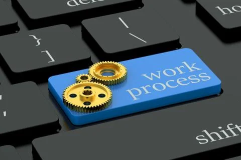 Work process concept on blue keyboard button Stock Illustration